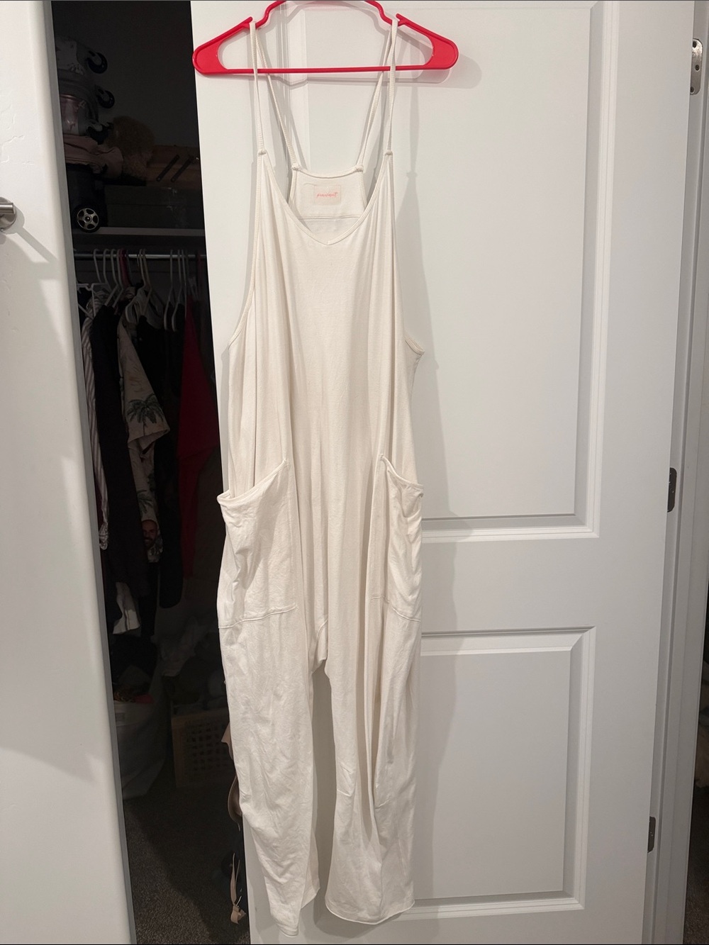 FP Movement by Free People Cream Lightweight Hotshot Jumpsuit